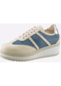 Schnürschuh Heine Gr. 36, blau (beige, blau) Damen Schuhe