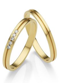 Firetti Trauring "Schmuck Geschenk Gold 375 Hochzeit Ehering "LIEBE"", 55, 0,05 ct SI = kleine Einschlüsse mit Brillanten, Gelbgold 585, 2,5mm, gold,