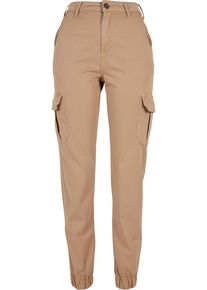 Urban Classics Damen Cargohose "Urban Classics Damen Ladies High Waist Cargo Pants", beige, Gr. 27, unifarben, 98% Baumwolle, 2% Elasthan, Hosen