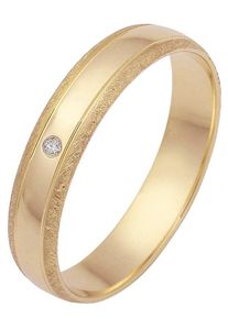 Firetti Trauring "Schmuck Geschenk Gold 375 Hochzeit Ehering Trauring "LIEBE"", 23, 0,01 ct SI = kleine Einschlüsse mit Brillant, Gelbgold 375, 4mm,