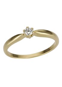 Firetti Damen Solitärring "Schmuck Geschenk Gold 750 Damenring Verlobungsring Goldring Solitär", 17, 0,1 ct LR = lupenrein, Gelbgold 750-Diamanten,