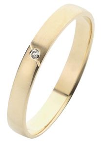 Firetti Trauring "Schmuck Geschenk Gold 375 Hochzeit Ehering Trauring "LIEBE"", 18, 0,01 ct SI = kleine Einschlüsse mit Brillant, Gelbgold 375, 3mm,