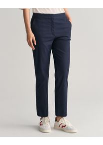 Gant Damen Stoffhose "SLIM SLACK", blau, casual, Gr. 44, Web, Obermaterial: 59% Baumwolle, 38% Polyamid, 3% Elasthan, Hosen, mit Bügelfalten an
