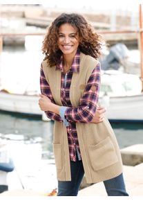 Casual Looks Damen Strickweste, beige, Gr. 40, unifarben, 100% Baumwolle, Westen