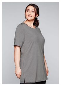 sheego Damen Longshirt "Große Größen", grau, sportlich, Gr. 44, unifarben, Obermaterial: 90% Polyester, 10% Elasthan, Shirts, mit atmungsaktiver,