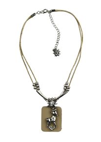 Allgäu Rebell ALLGÄU REBELL Damen Kette mit Anhänger "Lotti", beige, Basic, Baumwolle, Halsketten, mit echtem Lederanhänger