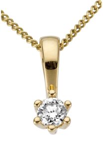 Firetti Damen Ketten-Anhänger "Schmuck Geschenk Gold 750 Halsschmuck Anhänger Halskette Solitär", 0,1 ct LR = lupenrein, Gelbgold 585-Diamanten, 0,35