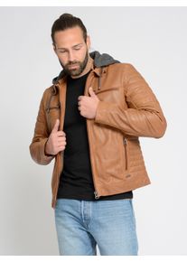 Maze Herren Bikerjacke "42021310", braun, Gr. XL, Obermaterial: 100% Lammleder / Futter: 100% Baumwolle / Ärmelfutter: 100% Polyester / Kapuze: 52%