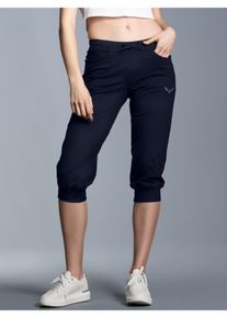 TRIGEMA Damen Jerseyhose "TRIGEMA Hüfthose mit Kristallsteinen", blau, casual, Gr. S, 100% Baumwolle, Hosen