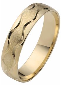 Firetti Trauring "Schmuck Geschenk Gold 375 Hochzeit Ehering "LIEBE" Welle", 17,5, ohne Brillant, Gelbgold 585, 5mm, gold, Gelbgold 585, Fingerringe,