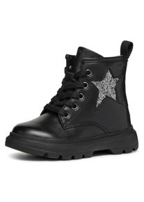 Geox Kinder Schnürstiefel "B KIDDARTAH GIRL A", Gr. 20, schwarz, Nappaleder, Glitzer, modisch, Schuhe, Plateaustiefel, Winterstiefel, Chunky Boots