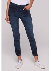 SOCCX Damen Slim-fit-Jeans, blau, casual, Gr. 27, tarnfarben, Material: 68% Baumwolle, 16% Polyester, 14% Lyocell, 2% Elasthan, Jeans, mit verkürztem