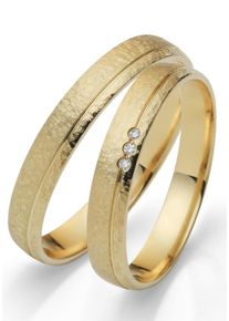 Firetti Trauring "Schmuck Geschenk Gold 750 Hochzeit Ehering "LIEBE"", 62, 0,015 ct SI = kleine Einschlüsse mit Brillanten, Gelbgold 585, 3,5mm,