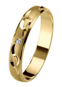 Firetti Trauring "Schmuck Geschenk Gold 375 Hochzeit Ehering Trauring "LIEBE"", 19, 0,01 ct SI = kleine Einschlüsse mit Brillant, Gelbgold 375,