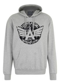 Herren Kapuzensweatshirt "FLYING_ANGEL", grau, casual, Gr. 4XL, Ahorn Sportswear, 80% Baumwolle, 20% Polyester, Sweatshirts, mit coolem Frontprint