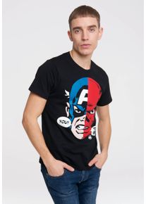 logoshirt Herren T-Shirt "Marvel - Captain America & Red Skull", schwarz, casual, Gr. XXL, bedruckt, 100% Baumwolle, Shirts, mit Captain America-Motiv
