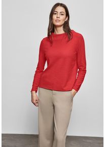 Street One Damen Langarmshirt, rot, casual, Gr. 36, unifarben, Web, Stoff, 40% Baumwolle, 40% Polyester, 20% Viskose, Shirts, im angenehmen