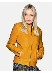 JCC Damen Lederjacke "31024025", gelb, Gr. L, Obermaterial: 100% Lammnappa-Leder / Futter. 100% Polyester / Ärmelfutter: 100% Polyester, Jacken
