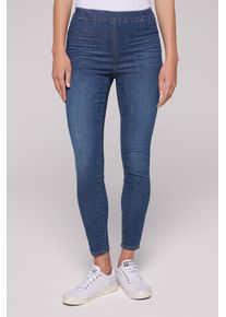 SOCCX Damen Jeansjeggings, blau, casual, Gr. 30, unifarben, Material: 73% Baumwolle, 25% Polyester, 2% Elasthan, Jeans, mit Elastikbund