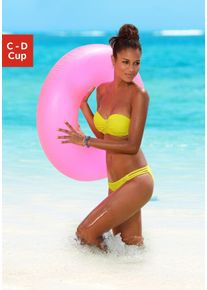 Buffalo Damen Bügel-Bandeau-Bikini-Top "Happy", gelb, Gr. 34, unifarben, Polyamid, Microfaser, Bikini-Oberteile, mit geflochtenem Detail