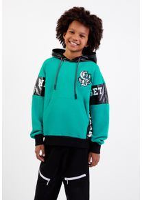 Gulliver Herren Kapuzensweatshirt, grün, casual, Gr. 146, bedruckt, 100% Baumwolle, Sweatshirts, mit verstellbarer Kapuze