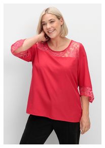 sheego Damen Tunika "Große Größen", rot, feminin, Gr. 50, unifarben, Obermaterial: 100% Polyester;Spitze: 100% Polyester, Tuniken, mit Spitze und