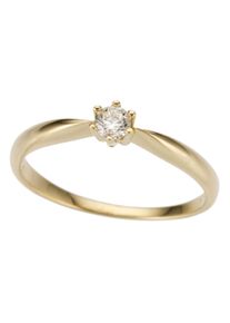 Firetti Damen Solitärring "Schmuck Geschenk Gold 750 Damenring Verlobungsring Goldring Solitär", 16, 0,15 ct P2 = erkennbare Einschlüsse, Gelbgold