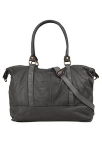 Samantha Look Reisetasche, grau, Leder, unifarben, leicht glänzend, Taschen, echt Leder, Made in Italy