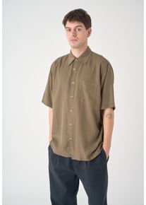 Cleptomanicx Herren Kurzarmhemd "Easy", braun, casual, Gr. S, unifarben, 100% Lyocell, Hemden, im einfarbigen Design