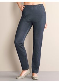 Damen Schlupfhose, blau, Gr. 46, meliert, 65% Baumwolle, 30% Polyester, 5% Elasthan, Hosen