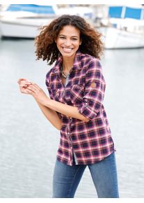 Casual Looks Damen Flanellbluse, blau, Gr. 36, gemustert, kariert, mehrfarbig, 100% Baumwolle, Blusen