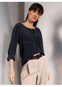 Heine Damen Seidenbluse, blau, Gr. 40, unifarben, 100% Seide, Blusen