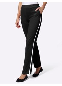 Damen Schlupfhose, schwarz, Gr. 40, unifarben, gemustert, mehrfarbig, 100% Baumwolle, Hosen