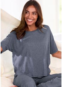 Vivance Dreams Damen T-Shirt, Gr. 32, grau, Rippstrick, Obermaterial: 63% Polyester, 33% Viskose, 4% Elasthan, unifarben, Basic, Shirts, in weicher