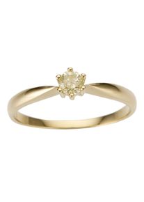 Firetti Damen Solitärring "Schmuck Geschenk Gold 750 Damenring Verlobungsring Goldring Solitär", 17, 0,2 ct P2 = erkennbare Einschlüsse, Gelbgold