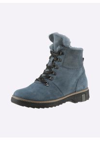 Waldläufer WALDLÄUFER Damen Stiefelette, Gr. 7,5, blau, Veloursleder, Lammfell, sportlich, Schuhe