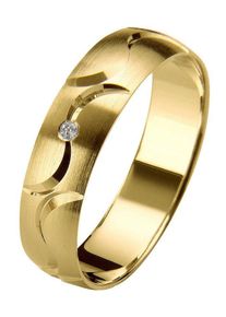Firetti Trauring "Schmuck Geschenk Gold 375 Hochzeit Ehering Trauring "LIEBE"", 20, 0,01 ct SI = kleine Einschlüsse mit Brillant, Gelbgold 375, 5mm,