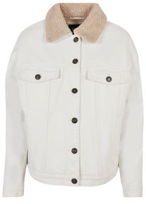 Urban Classics Damen Jeansjacke "Urban Classics Damen Ladies Oversized Sherpa Denim Jacket", weiß, klassisch, Gr. XS, unifarben, 100% Baumwolle,