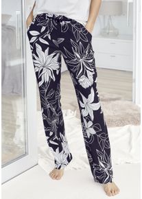 Lascana Damen Schlafhose, Gr. 32, bunt, Single Jersey, Obermaterial: 50% Baumwolle, 50% Viskose, geblümt, feminin, Hosen, mit floralem Druck