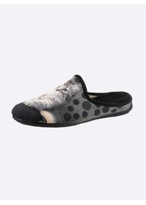 Damen Pantoffel, Gr. 38, schwarz, Textil, Basic, Schuhe