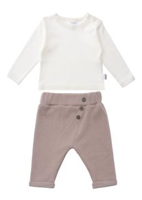 Liliput Kinder Sweatanzug "Set Langarmshirt mit Hose", braun, Gr. 68, unifarben, 100% Baumwolle, Sportanzüge, niedliche Knöpfe an der Hose