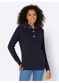 Casual Looks Damen Troyer "Troyer-Pullover", blau, Gr. 38, unifarben, 50% Baumwolle, 50% Polyacryl, Pullover