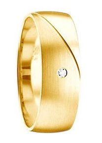 Firetti Trauring "Schmuck Geschenk Gold Hochzeit Ehering Trauring "LIEBE"", 21, 0,01 ct SI = kleine Einschlüsse mit Brillant, Gelbgold 585, 6mm,