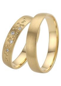 Firetti Trauring "Schmuck Geschenk Gold 375 Hochzeit Ehering "LIEBE" Sterne", 23, ohne Brillanten, Gelbgold 375, 4mm, gold, Gelbgold 375,