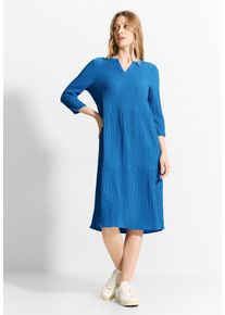Cecil Damen Blusenkleid, blau, casual, Gr. XS, unifarben, Stoff, 56% Viskose, 43% Polyester, 1% Elasthan, Kleider, in Unifarbe
