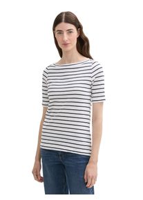 Tom Tailor Damen T-Shirt, blau, casual, Gr. XXL, gestreift, Single Jersey, Obermaterial: 100% Baumwolle, Shirts, lässige Streifenoptik