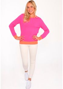 Zwillingsherz Damen Kaschmirpullover "Roundneck with "Colored Edges"", pink, modisch, Gr. L, Feinstrick, Obermaterial: 100% Kaschmir, Pullover,