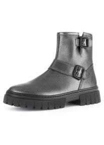 Schlupfboots Gabor "York" Gr. 44, grau (anthrazit metallic) Damen Schuhe Plateau, Stiefelette, Chunky Boots, Weite G, in Metallic-Optik