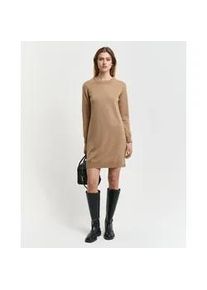 Strickkleid Gant "SUPERFINE LAMBSWOOL DRESS" Gr. XL, N-Gr, beige (caramel beige) Damen Kleider mit Seitenschlitzen