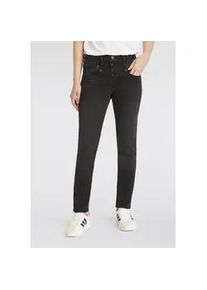 Boyfriend-Jeans Herrlicher "Shyra Long Recycled Denim Black Stretch" Gr. 27, Länge 32, schwarz (schwarz dull) Damen Jeans